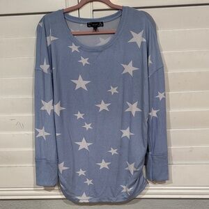 Derek Heart Blue Star Long Sleeve Top